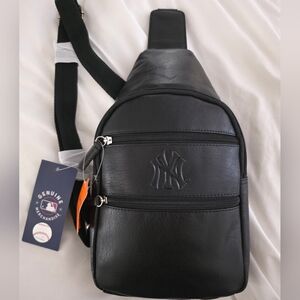 MLB Black Leather Belt Bag